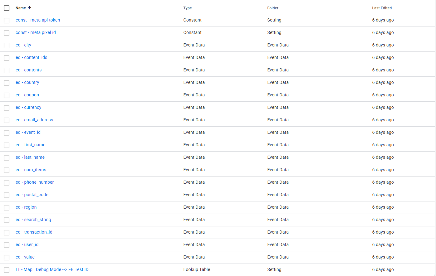 Google tag manager server container Variables